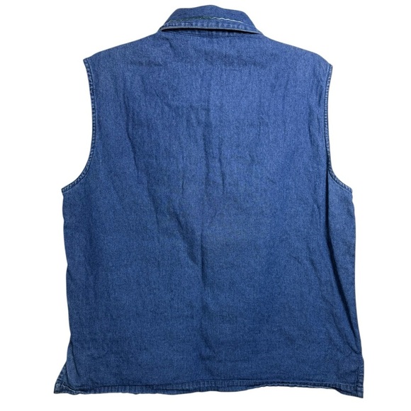 Vintage 90s Embroidered Denim Vest Size Large Floral Boho Cottage - Picture 2 of 5